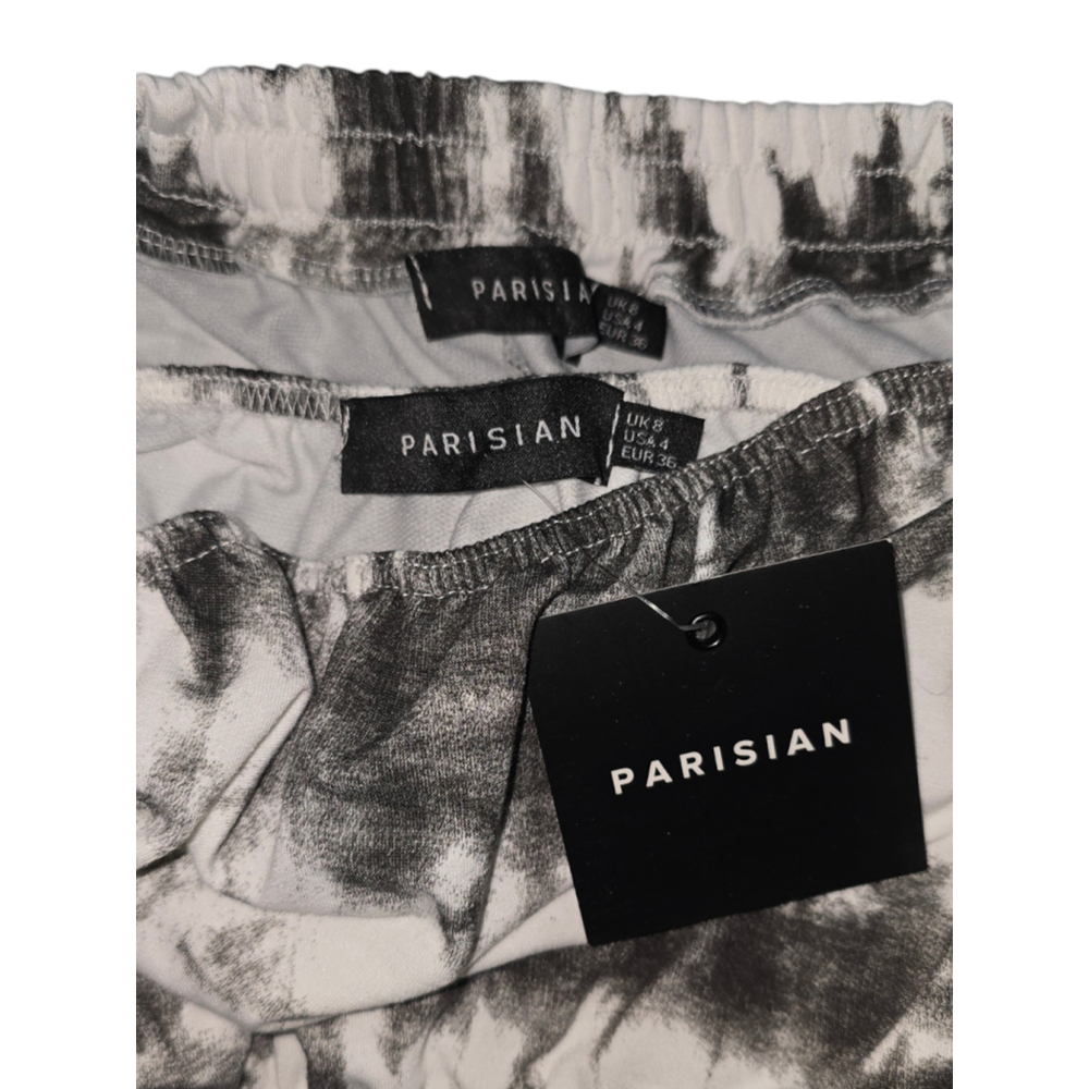 Women's Parisian Lounge Set White Black Tie Dye Pants and Tube Top Size 4 - Picture 3 of 4